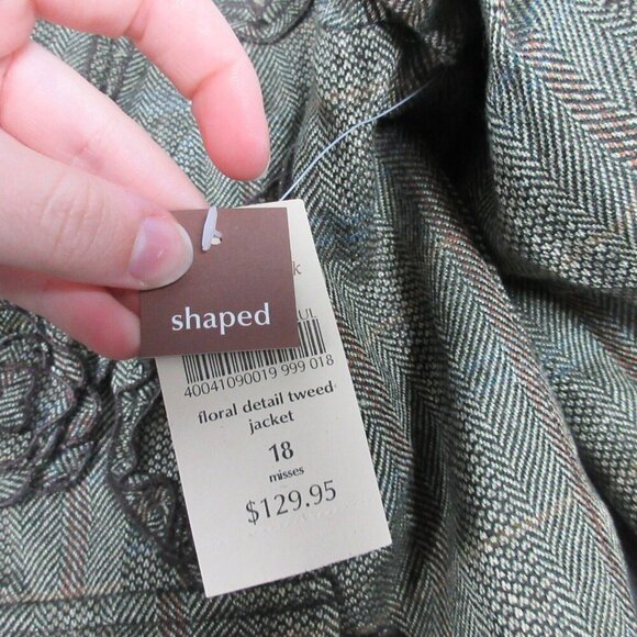 Coldwater Creek Women's Floral Tweed Blazer Open Front Lined Jacket 18 Brown 478 - Picture 4 of 11